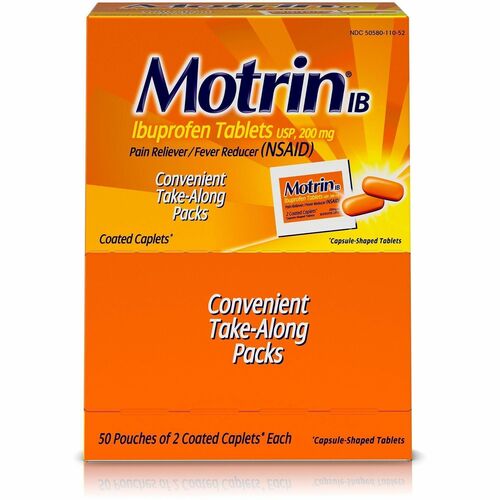 Motrin Ibuprofen Pain Reliever - For Headache, Pain, Fever, Common Cold, Muscular Pain, Arthritis, Toothache, Backache, Menstrual Cramp - 12 / Carton