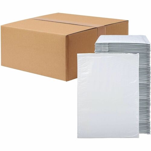 Lindenmeyr Explorer Poly Self-Seal Bubble Mailers - Bubble/Shipping - #4 - 9 1/2" Width x 14 1/2" Length - Self-sealing - White - Polyethylene - 100 / Carton