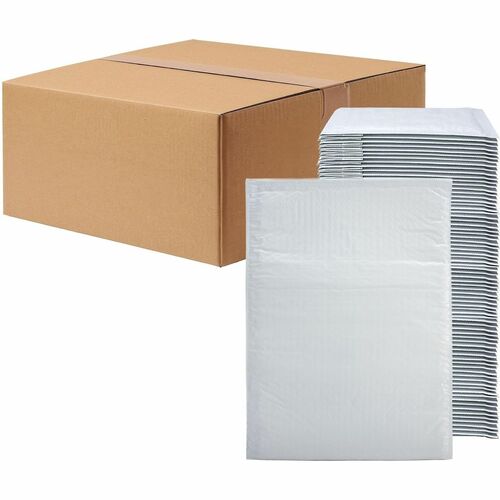Lindenmeyr Explorer Poly Self-Seal Bubble Mailers - Bubble/Shipping - #5 - 10 1/2" Width x 16" Length - Self-sealing - White - Polyethylene - 100 / Carton