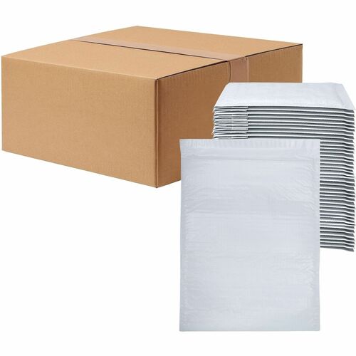 Lindenmeyr Explorer Poly Self-Seal Bubble Mailers - Bubble/Shipping - #6 - 12 1/2" Width x 19" Length - Self-sealing - White - Polyethylene - 50 / Carton