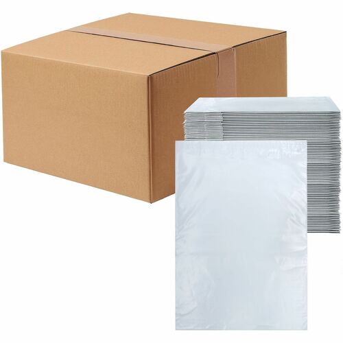 Lindenmeyr Explorer Poly Self-Seal Mailers - Mailing/Shipping - #5 - 12" Width x 15 1/2" Length - Self-sealing - White - Polyethylene - 500 / Carton
