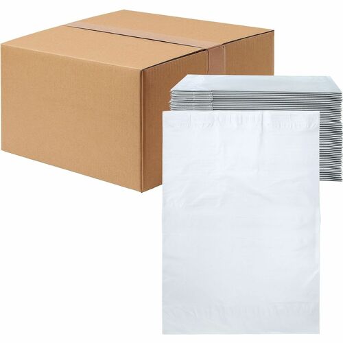 Lindenmeyr Explorer Poly Self-Seal Mailers - Mailing/Shipping - #8 - 19" Width x 24" Length - Self-sealing - White - Polyethylene - 120 / Carton