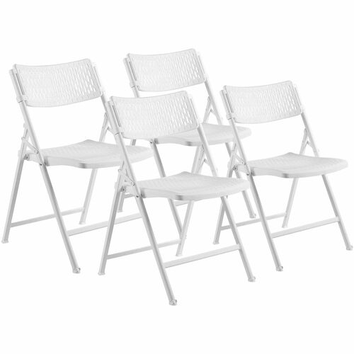 National Public Seating Distinct AirFlex Folding Chairs - Polypropylene Seat Material - Polypropylene Back Material - Steel Frame Material - Square Leg Base - White - 4 / Carton