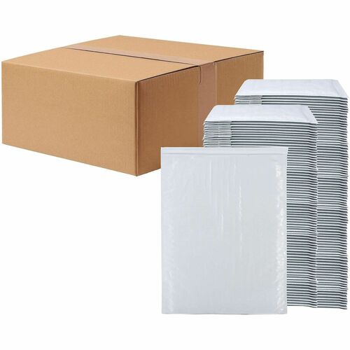 Lindenmeyr Explorer Poly Self-Seal Bubble Mailers - Bubble/Shipping - #0 - 6 1/2" Width x 10" Length - Self-sealing - White - Polyethylene - 250 / Carton