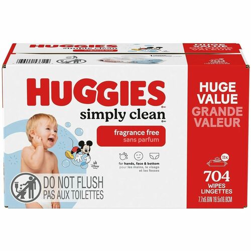 Huggies SimplyClean Frag-Free Wipes - WhitePack - 64 Wipes/Pack - 11 / Carton