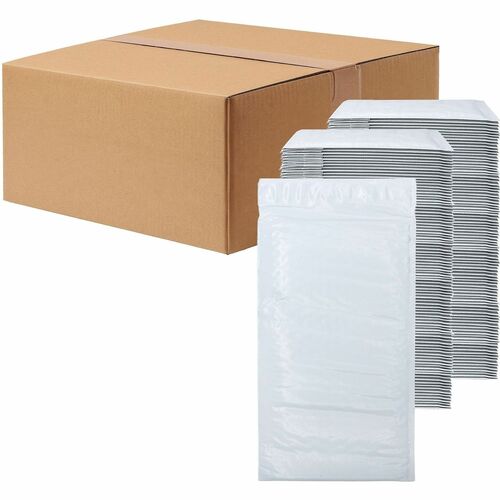 Lindenmeyr Explorer Poly Self-Seal Bubble Mailers - Bubble/Shipping - #00 - 5" Width x 10" Length - Self-sealing - White - Polyethylene - 250 / Carton