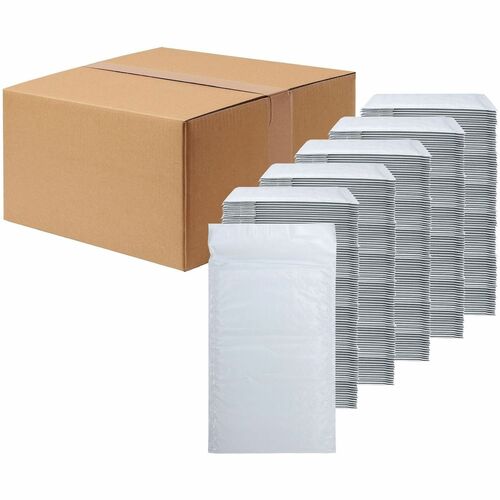 Lindenmeyr Explorer Poly Self-Seal Bubble Mailers - Bubble/Shipping - #000 - 4" Width x 8" Length - Self-sealing - White - Polyethylene - 500 / Carton