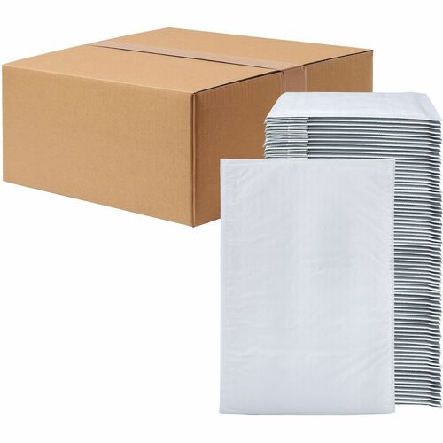 Lindenmeyr Explorer Poly Self-Seal Bubble Mailers - Bubble/Shipping - #1 - 7 1/4" Width x 12" Length - Self-sealing - White - Polyethylene - 100 / Carton