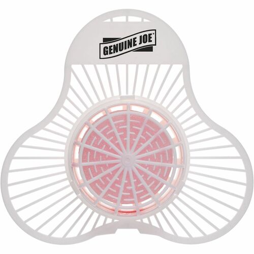 Genuine Joe Enzymatic Urinal Blocks and Screens - Odor Neutralizer, Deodorizer, Splash Reducer, Clog Remover - 6 / Box - Blue, White