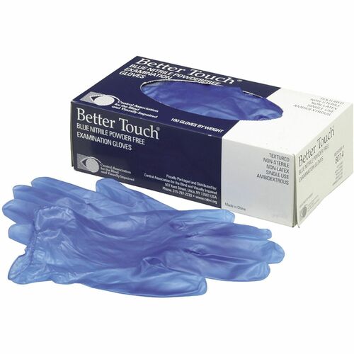 SKILCRAFT® Medical-Grade Synthetic Gloves - 4 mil Thickness x 9.50" Glove Length - Wet Protection - For Right/Left Hand - Synthetic - Blue - Ambidextrous, Latex-free, Sterile, Textured Fingertip, Textured, Puncture Resistant, Chemical Resistant - For 