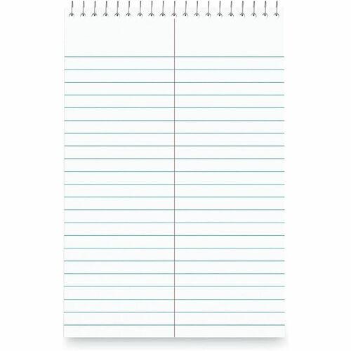 Business Source Green Tint Steno Notebook - 1 Subject(s) - Spiral - Gregg Ruled Red Margin - 16 lb Basis Weight - 6" x 9" Sheet Size - White Paper - Red Cover - Unperforated, Unpunched, Sturdy Back, Rip Resistant, Tear Resistant - 6 / Pack