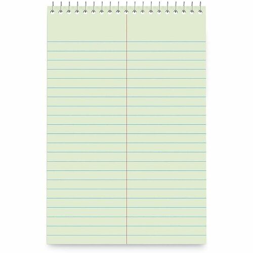 Business Source Green Tint Steno Notebook - Gregg Ruled Margin - 6" x 9" Sheet Size - Green Cover - Note Section, Portable, Top Side Opening - 6 / Pack