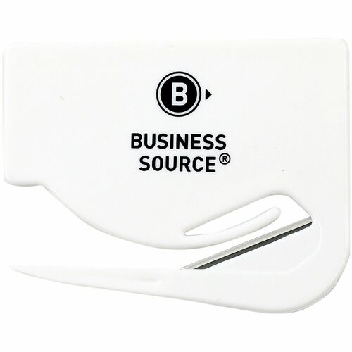 Business Source Hand Letter Opener - Concealed Steel Blade - Handheld - White - Compact, Durable, Portable - 3 / Pack
