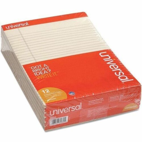 Business Source Micro-Perforated Legal Ruled Pads - 1 Subject(s) - Stapled/Tapebound - Wide Ruled, Legal Ruled Front Ruling - Ruled Margin - 16 lb Basis Weight - Letter - 8 1/2" x 11" Sheet Size - Ivory Paper - Chipboard Cover - Micro Perforated, Sturdy B