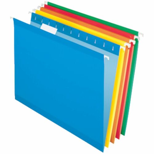 Business Source 1/5 Tab Cut Letter Hanging Folder - 8 1/2" x 11" - 3/4" Expansion - 11 pt. - Paper Stock - Assorted - Reinforced, Label, Tab, Rip Resistant, Tear Resistant, Acid-free - 0% Recycled - 25 / Box