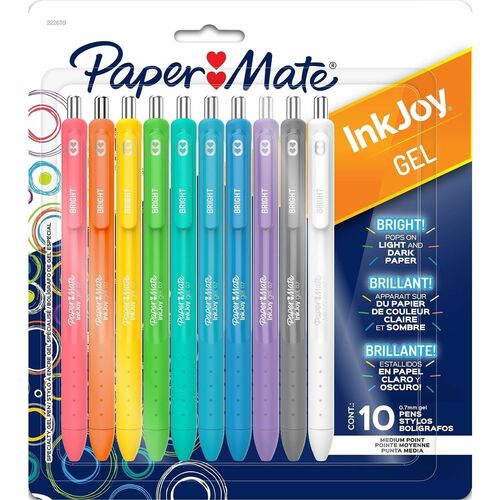 Paper Mate InkJoy Gel Pens - 0.7 mm Pen Point - Retractable - Assorted Ink - Gel-based - Writing, Home, Journaling - 10 / Pack