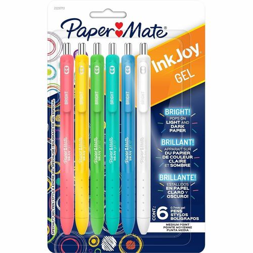 Paper Mate InkJoy Gel Pens - 0.7 mm Pen Point - Retractable - Assorted Ink - Gel-based - Writing, Home, Journaling - 6 / Pack