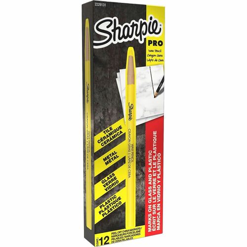 Sharpie Peel-Off Paper China Markers - Erasable - Yellow Ink - Pigment-based - Glass - 12 / Dozen