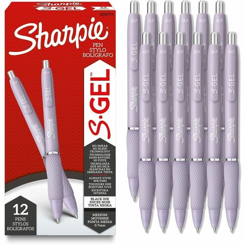 Sharpie S-Gel Pens - 0.7 mm Pen Point - Gel-based - Icy Violet Barrel - Writing, Home, School, Office - 12 / Dozen