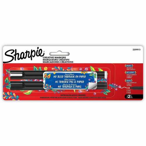Sharpie Creative Markers - Fine Marker Point - Assorted Ink - Water Based, Acrylic Based - Glass, Art, Coloring - 2 / Pack
