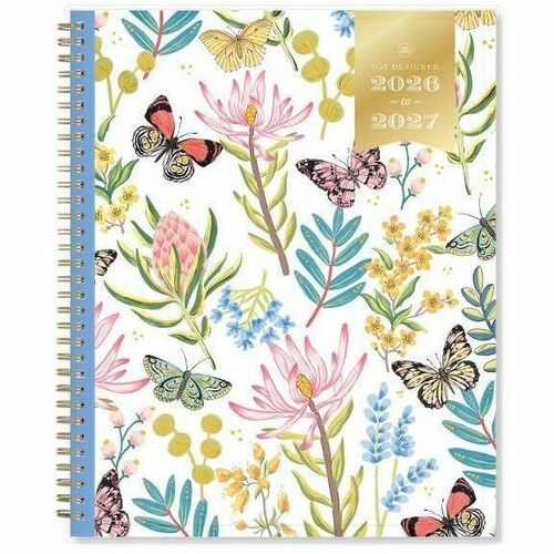 Day Designer Academic Planner - Academic - Monthly, Weekly - 12 Month - July 2026 to June 2027 - Letter - 11" x 8 1/2" Sheet Size - White Sheet - Wire Bound - Pink Polypropylene Cover - 1 Each