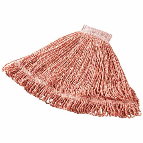 Rubbermaid Commercial 5" Headband Large Blend Mop - Large - 6" Width x 0.9" Length - Cut Ends, 4-ply Yarn, Absorbent, Headband, Durable, Launderable, Looped Ends, Tailband - Cotton, Synthetic, Mesh, Synthetic Yarn - Red - 8 lb - 1 Each