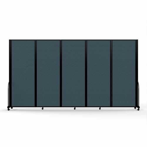 Screenflex Portable Partitions Full Motion Room Dividers - 5 Panels - 14.1 ft Width x 90" Height - Steel Frame - Fabric, Polyester - Blue - 1 Each