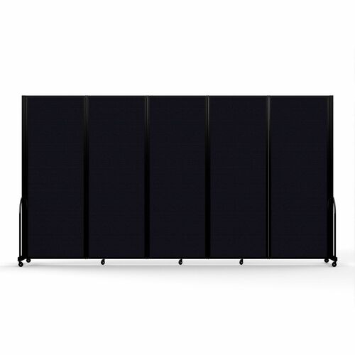 Screenflex Portable Partitions Full Motion Room Dividers - 5 Panels - 14.1 ft Width x 90" Height - Steel Frame - Fabric, Polyester - Black - 1 Each