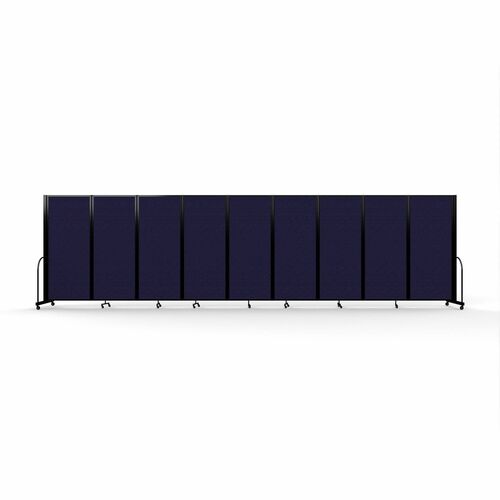 Screenflex Portable Partitions Full Motion Room Dividers - 9 Panels - 25.1 ft Width x 82" Height - Steel Frame - Fabric, Polyester - Navy - 1 Each