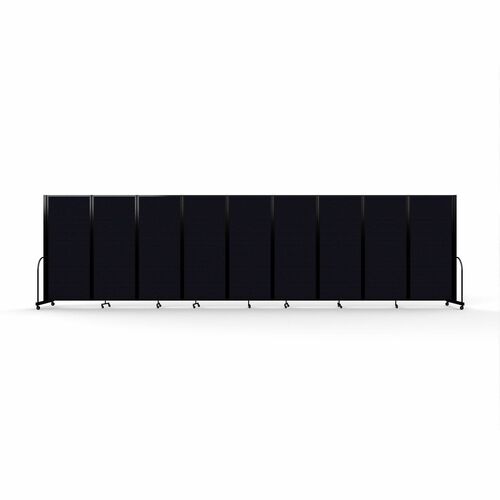 Screenflex Portable Partitions Full Motion Room Dividers - 9 Panels - 25.1 ft Width x 82" Height - Steel Frame - Fabric, Polyester - Black - 1 Each