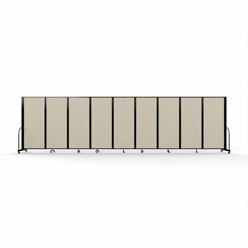 Screenflex Portable Partitions Full Motion Room Dividers - 9 Panels - 25.1 ft Width x 82" Height - Steel Frame - Fabric, Polyester - Sand - 1 Each
