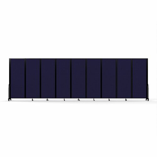 Screenflex Portable Partitions Full Motion Room Dividers - 9 Panels - 25.1 ft Width x 90" Height - Steel Frame - Fabric, Polyester - Navy - 1 Each