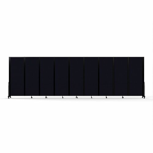 Screenflex Portable Partitions Full Motion Room Dividers - 9 Panels - 25.1 ft Width x 90" Height - Steel Frame - Fabric, Polyester - Black - 1 Each
