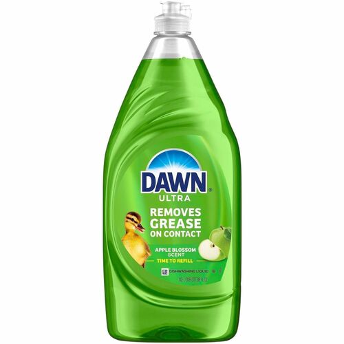 Dawn Dish Soap - For Multipurpose - Liquid - 38 fl oz (1.2 quart) - Apple Blossom Scent - Recommended For: Grease Remover, Stain Remover - Versatile, Freshen - Green - 8 / Carton