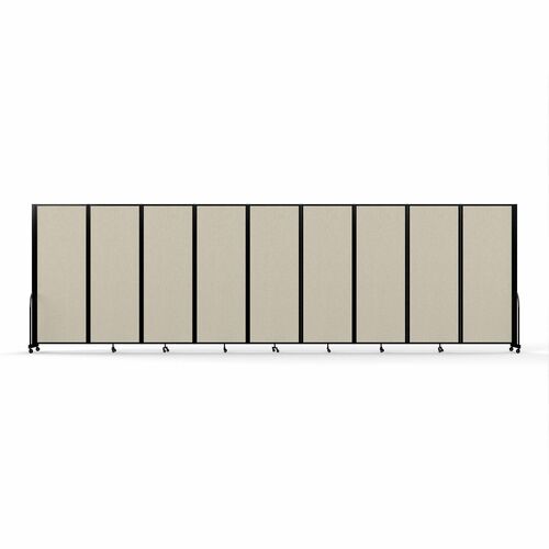 Screenflex Portable Partitions Full Motion Room Dividers - 9 Panels - 25.1 ft Width x 90" Height - Steel Frame - Fabric, Polyester - Sand - 1 Each