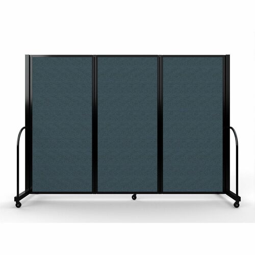 Screenflex Portable Partitions Full Motion Room Dividers - 3 Panels - 103" Width x 72" Height - Steel Frame - Fabric, Polyester - Blue - 1 Each