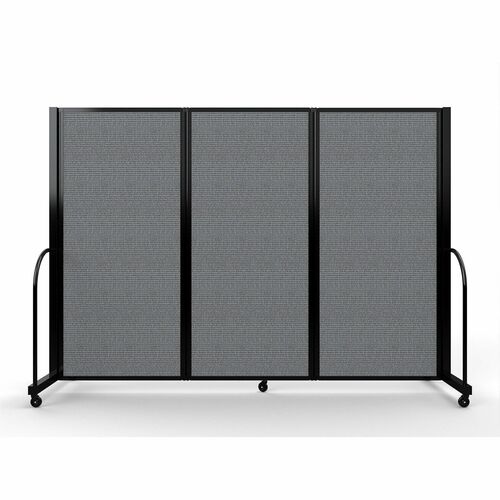 Screenflex Portable Partitions Full Motion Room Dividers - 3 Panels - 103" Width x 72" Height - Steel Frame - Fabric, Polyester - Stone - 1 Each