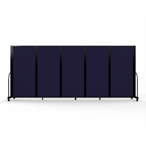Screenflex Portable Partitions Full Motion Room Dividers - 5 Panels - 14.1 ft Width x 72" Height - Steel Frame - Fabric, Polyester - Navy - 1 Each