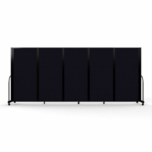 Screenflex Portable Partitions Full Motion Room Dividers - 5 Panels - 14.1 ft Width x 72" Height - Steel Frame - Fabric, Polyester - Black - 1 Each
