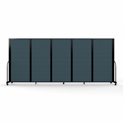 Screenflex Portable Partitions Full Motion Room Dividers - 5 Panels - 14.1 ft Width x 72" Height - Steel Frame - Fabric, Polyester - Blue - 1 Each