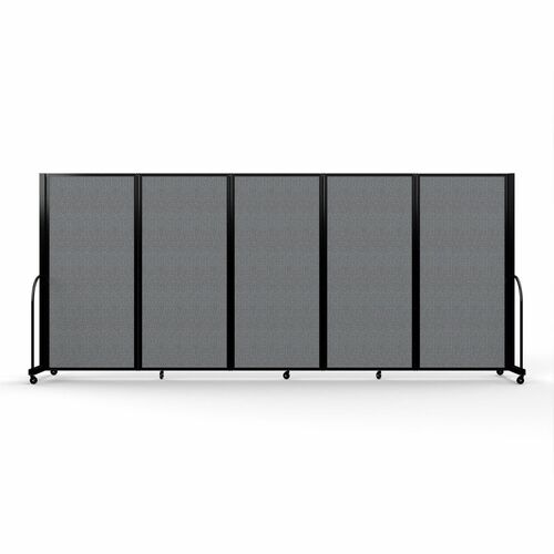 Screenflex Portable Partitions Full Motion Room Dividers - 5 Panels - 14.1 ft Width x 72" Height - Steel Frame - Fabric, Polyester - Gray - 1 Each