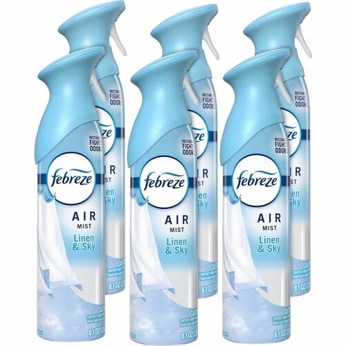 Febreze Air Mist Air Freshener Spray - Spray - 8.1 fl oz (0.3 quart) - Linen & Sky - Odor Neutralizer, Long Lasting - 6 / Carton
