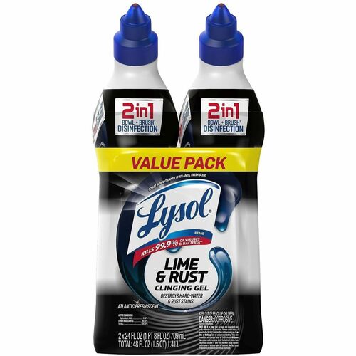 Lysol Toilet Bowl Cleaner - For Toilet Bowl, Toilet, Restroom - 24 fl oz (0.8 quart) - Recommended For: Stain Remover, Bacteria Remover, Virus Remover, Odor Remover, Hard Water Deposit Remover - Disinfectant, Deodorize - Black - 4 / Carton