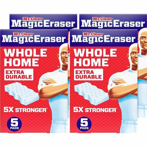 Mr. Clean Magic Eraser Extra-Durable Whole Home - 0.9" Height x 4.6" Width x 2.2" Depth - 5/Box - 4 / Carton - White