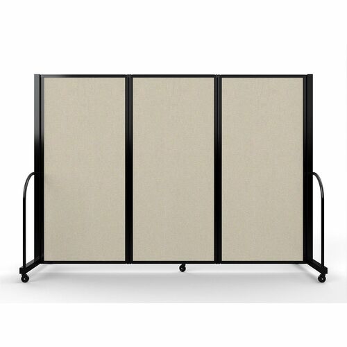 Screenflex Portable Partitions Full Motion Room Dividers - 3 Panels - 103" Width x 72" Height - Steel Frame - Fabric, Polyester - Sand - 1 Each