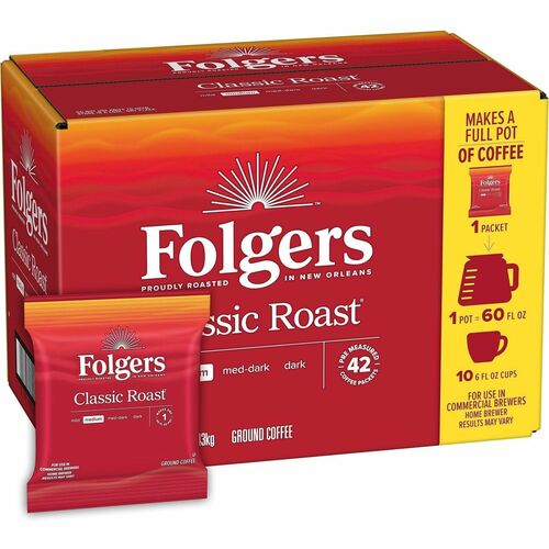 Folgers® K-Cup, Pod, Ground, Packet Classic Roast Coffee - Medium - K-Cup, Pod, Ground, Packet - Classic Roast - 42 / Carton