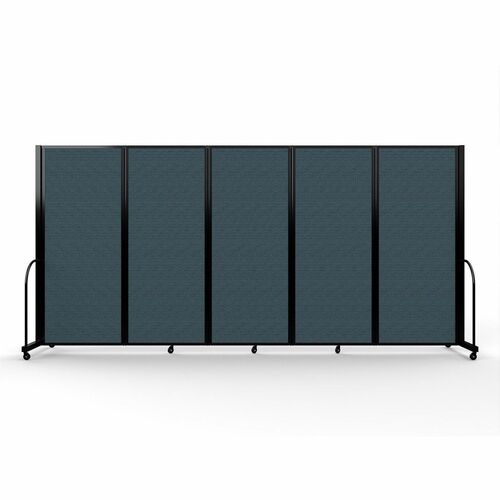 Screenflex Portable Partitions Full Motion Room Dividers - 5 Panels - 14.1 ft Width x 82" Height - Steel Frame - Fabric, Polyester - Blue - 1 Each