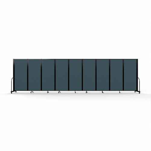 Screenflex Portable Partitions Full Motion Room Dividers - 9 Panels - 25.1 ft Width x 82" Height - Steel Frame - Fabric, Polyester - Blue - 1 Each