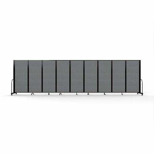 Screenflex Portable Partitions Full Motion Room Dividers - 9 Panels - 25.1 ft Width x 82" Height - Steel Frame - Fabric, Polyester - Gray - 1 Each