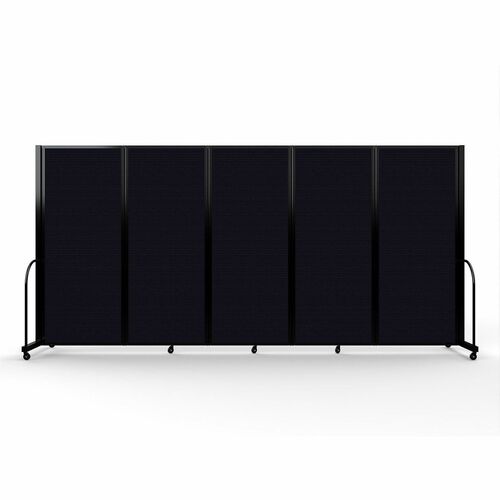 Screenflex Portable Partitions Full Motion Room Dividers - 5 Panels - 14.1 ft Width x 82" Height - Steel Frame - Fabric, Polyester - Black - 1 Each